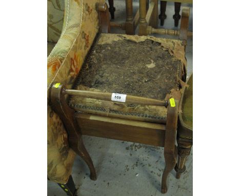 Edwardian mahogany inlaid piano stool on cabriole legs.