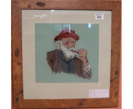 Harold A. C. Hall, 'Portrait of Augustus John', on glass panel.  Framed.
