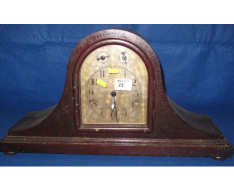 Kienzle German, stained, three train, hat shaped mantel clock.
