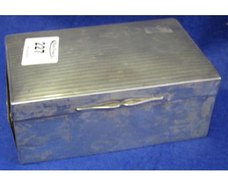 Silver rectangular cigarette box, engine turned, Birmingham hallmarks.