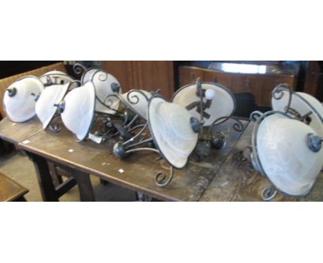 Set of ten glass marble design ceiling light shades. (10)