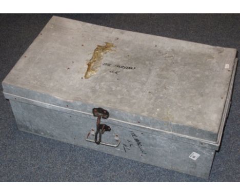 Large tin three handled trunk.