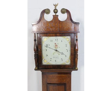 Humphrey Jones, Oswestry, early 19th Century oak and mahogany thirty hour longcase clock, painted 12'' square dial with subsi