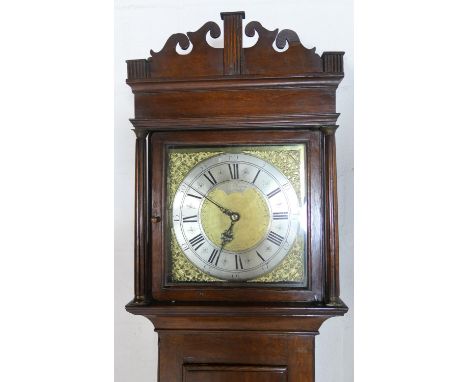 John Oliver, Manchester, early 19th Century, oak 30 hour  longcase clock, brass 12'' dial with silvered chapter ring and name