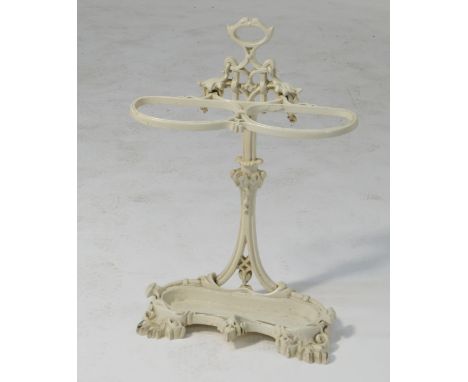 Victorian cast iron stick stand, complete with drip tray, height 72cm, width 51cm (Viewing is by appointment only during publ