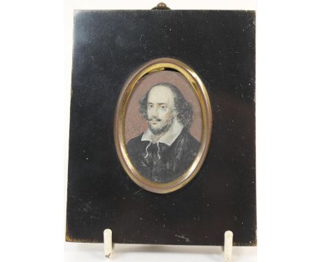 English School (19th Century), Portrait miniature of William Shakespeare after the Chandos portrait, oval 5.5cm x 4cm (Viewin