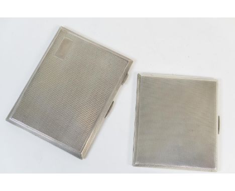Two George VI silver cigarette cases, one being Birmingham 1946 with engine turned decoration and vacant cartouche, 11.5cm x 