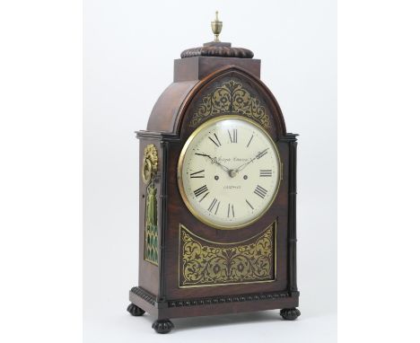 Late Regency rosewood repeating bracket clock, by Joseph Johnson of Liverpool, circa 1825-35, the Gothic arched case surmount