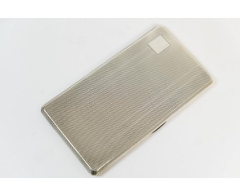 George V silver cigarette case, Birmingham 1934, rectangular form with engine turned decoration and vacant cartouche, 16cm x 