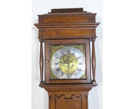 John Winstanley, Holywell (1791-1835), eight day longcase clock, caddy top hood with amboyna panel inlays, 13 1/4'' brass dia