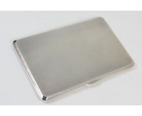 Modern silver cigarette case, London 1960, rectangular form with plain engine turned decoration, 13.5cm x 8.5cm, weight appro