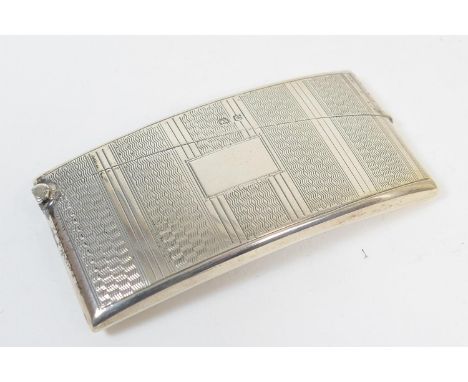 George V silver calling card case, Birmingham 1927, curvex form with engine turned decoration and vacant cartouche, 8cm x 4cm