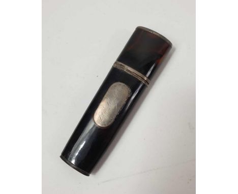 A late 18th/ early 19th century tortoiseshell etui case, of tapering form, a silver panel to each side, one engraved 'Neckor 