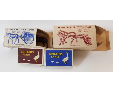 BRITAINS - Horse Roller with Man, complete, in original box; Farm Cart and Horse, complete, in original box and two boxed Jer
