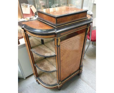 A Victorian burr wood credenza with caddy top, central panel and shelves to either side, 108cms high