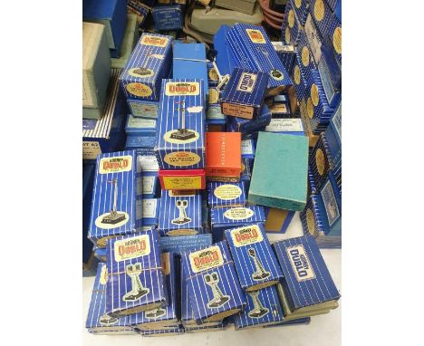HORNBY DUBLO - a large quantity of boxed colour light signals, single and double arm signals, water cranes, loading gauges an