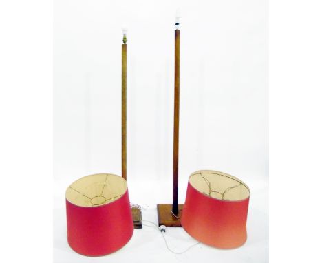 Modern wooden standard lamp on a square platform base and another, similar (2)