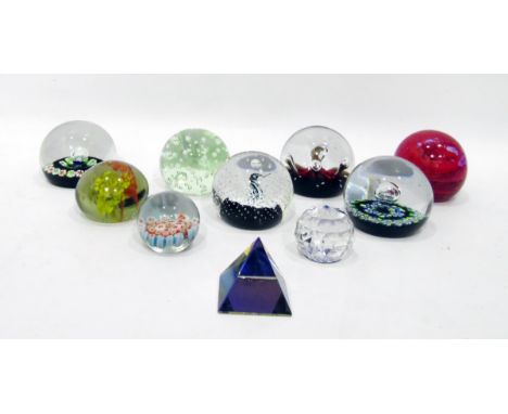Caithness glass paperweight 'Journey', another 'Moonflower', another 'Millefiori Reflections', another 'Starlight', another '