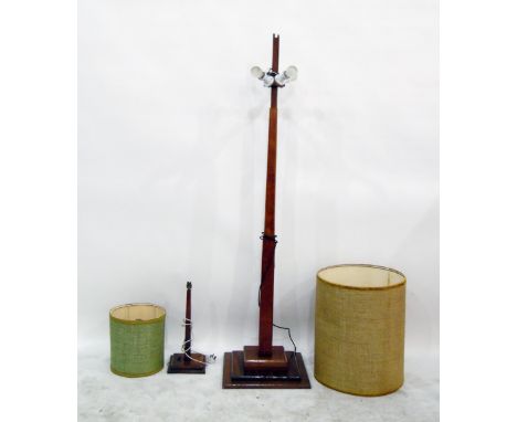 Stained as mahogany lamp standard and a table lamp
