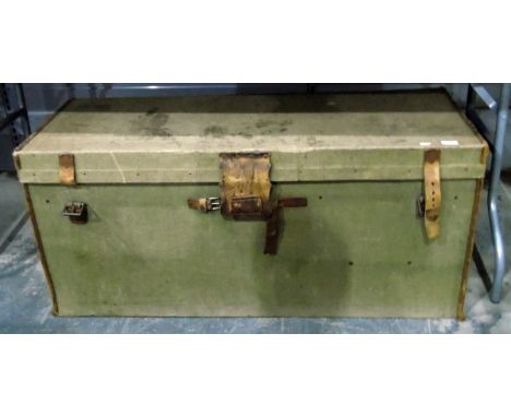 Large canvas covered travelling trunk&nbsp;