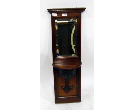 Mahogany-framed wall valet with bevelled plate vanity mirror and bracket shelf&nbsp;