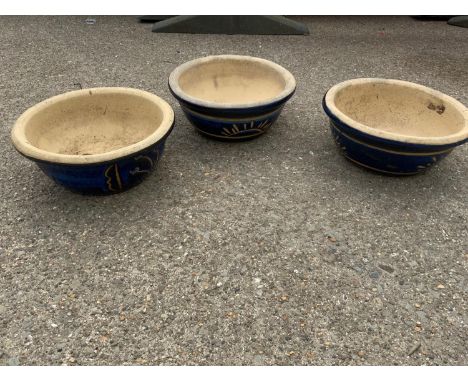 3x Glazed Ceramic Garden Planters 