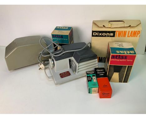 Aldis Slide Projector, Lamps and Screen 