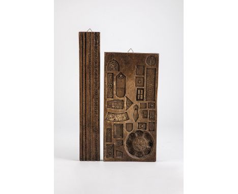 Zwei Springerlemodel Süddeutsch, wohl Baden, 18. Jh. Ein Model doppelseitig, mit sehr fein geschnitzten Motiven, u.a. Badisch