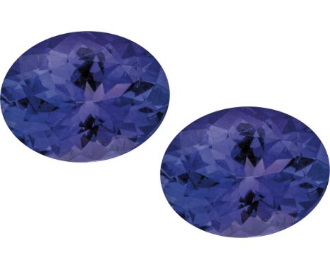 Tansanit-Paar Blau-violettes, oval facettiertes Tansanit-Paar zus. 3,70 ct. 9 x 7 mm. Bitte beachten Sie, dass dieses Objekt 