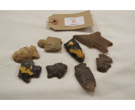 A collection of approx 200 year old Native American arrow and spear heads found in Montana and Wyoming, possibly from the Che