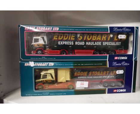A pair of Corgi limited edition collectable Eddie Stobart lorries; Scania box trailer 76602 'Maimie' and Scania T-Cab bulk ti
