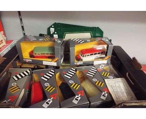 A collection of thirteen Corgi Bedford OB type diecast coaches in various liveries to include Mac Braynes, Southern Vectis, B