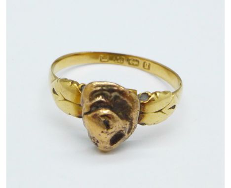 A Victorian 18ct gold 'nugget' ring, Birmingham 1881, 2.9g, P