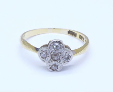 A 15ct gold and diamond ring, 1.8g, K