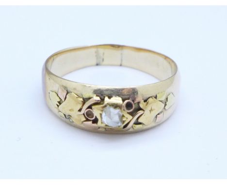 A yellow metal, rose cut diamond solitaire ring, 3.5g, P