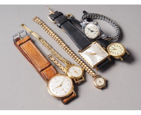 A lady's Regency 9ct gold wristwatch, a gentleman's Oris manual wind wristwatch (overwound) and four other wristwatches, vari