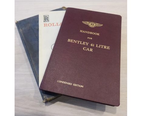 Bentley 4 1/4 Litre Handbook. Dated March 1962, allotted to Chassis B 75 KU. 61pp and maps, red buckram binding with gilt too