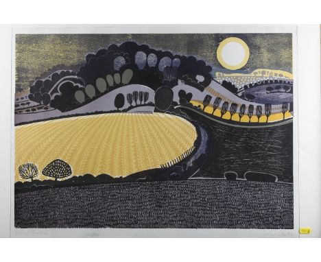 Graham Clarke: a signed colour print, "Behind Shoreham", in strip frame 