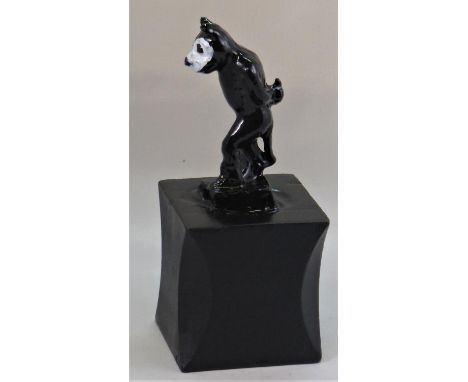 Felix the Cat Mascot, a depiction of the 1920s cartoon character for use on a motorcycle or cyclecar, finished in black and w