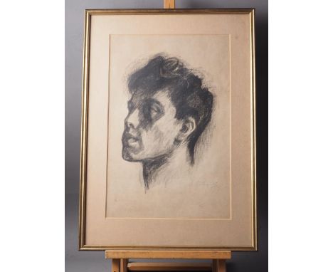 Leonid Pasternak: lithograph portrait of Boris Pasternak, 18 1/2" x 12 1/2", in gilt strip frame Maltzahn Gallery label verso