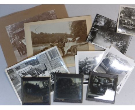 Veteran Peugeot Photographs, circa 1903 both 12 x 16 cms, together with a modern print of a 1904 veteran motor car (PJ 363) o