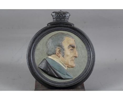 A 19th century Jobson's patent cast-iron Memorial portrait bust of the Duke of Wellington, 13 1/2" high 
