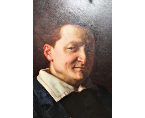 19th / 20th Century French school oil on panel, head and shoulder portrait of a gentleman, unsigned, 46cms x 38cms, gilt fram