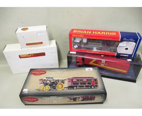 Three Corgi Limited Edition models, for Vintage Glory of Steam, Brian Harris haulage flatbed crane, trailer and crush carload