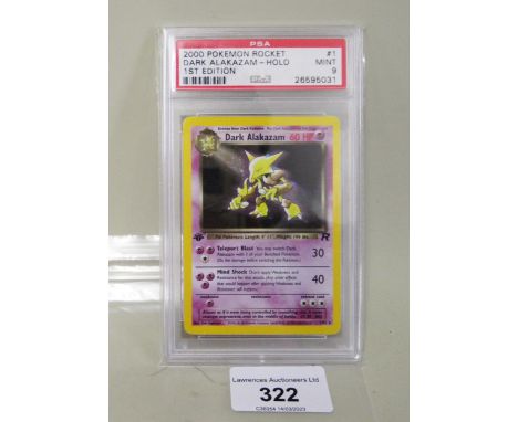 Pokemon Dark Alakazam first edition team rocket trading card PSA graded 9 