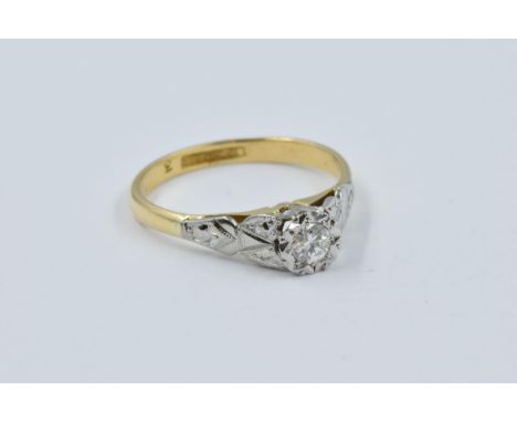 18ct gold diamond solitaire ring, size 'L', 2.3g 