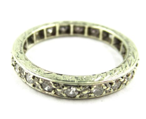 9ct white gold diamond set full eternity ring, size 'J', 2.3g 