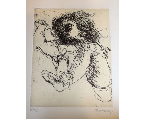 Douglas Portway, signed Limited Edition etching, study of a child sleeping, unframed, 51cms x 35cms including full margins 