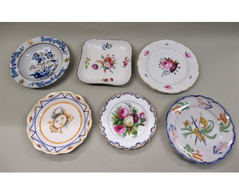 Group of six various floral decorated 19th & 20th Century plates, including Spode etc. 