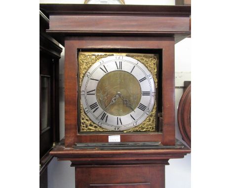 Mahogany longcase clock with square brass dial and silvered chapter ring, signed Burnet, Topham, with a single train thirty h